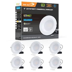 6 in. CCT and Wattage Selectable New Construction or Remodel IC Rated Integrated LED Commercial Downlight(6-Pack)