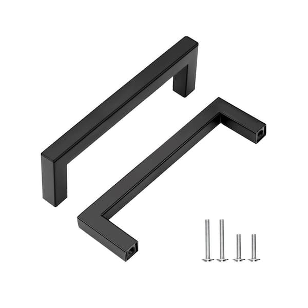 Matte Black 5 x 0.4 x 5.43 Stainless Steel Cabinet Handles Drawer Pulls Dresser Knobs 128mm (15-Pack)