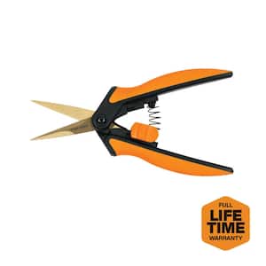 Micro-Tip Pruning Shears with Titanium Coated Stainless Steel Blades and Softgrip Handle