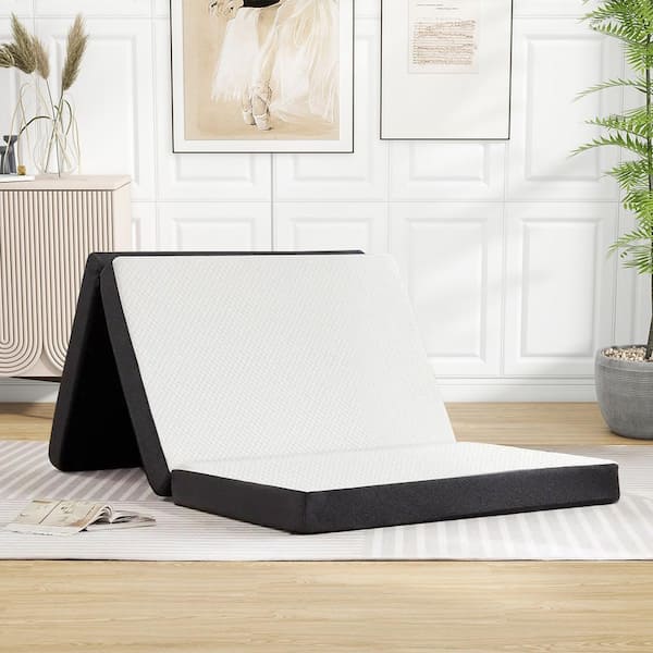 WONDER COMFORT White Twin Medium Firm Tri-Fold Mattress Topper Memory Foam 3 in. Folding Mattress