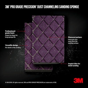 Pro Grade Precision 4-1/2 in. x 2-1/2 in. x 1 in. 80-Grit Medium Dust Channeling Sanding Sponge