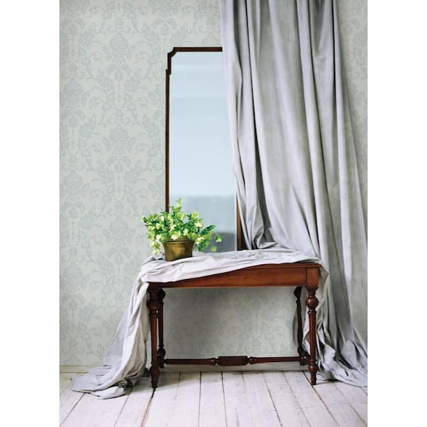Antonella Light Blue Scroll Wallpaper Sample