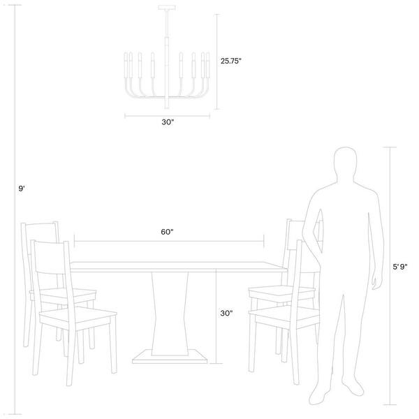 Generation Lighting - Brianna 9-Light Polished Nickel Minimalist Modern Hanging Candlestick Chandelier with Swivel Canopy