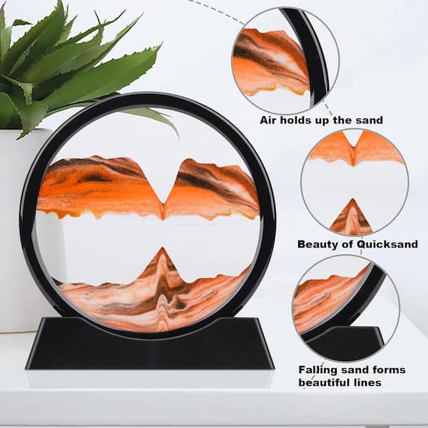 Afoxsos Orange 3D Moving Sand Art, Liquid Motion Flowing Sand