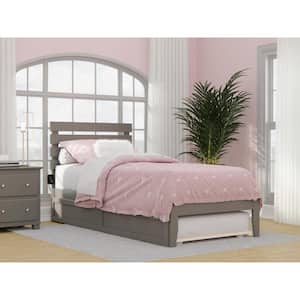 Oxford Twin Extra Long Bed with USB Turbo Charger and Twin Extra Long Trundle in Grey