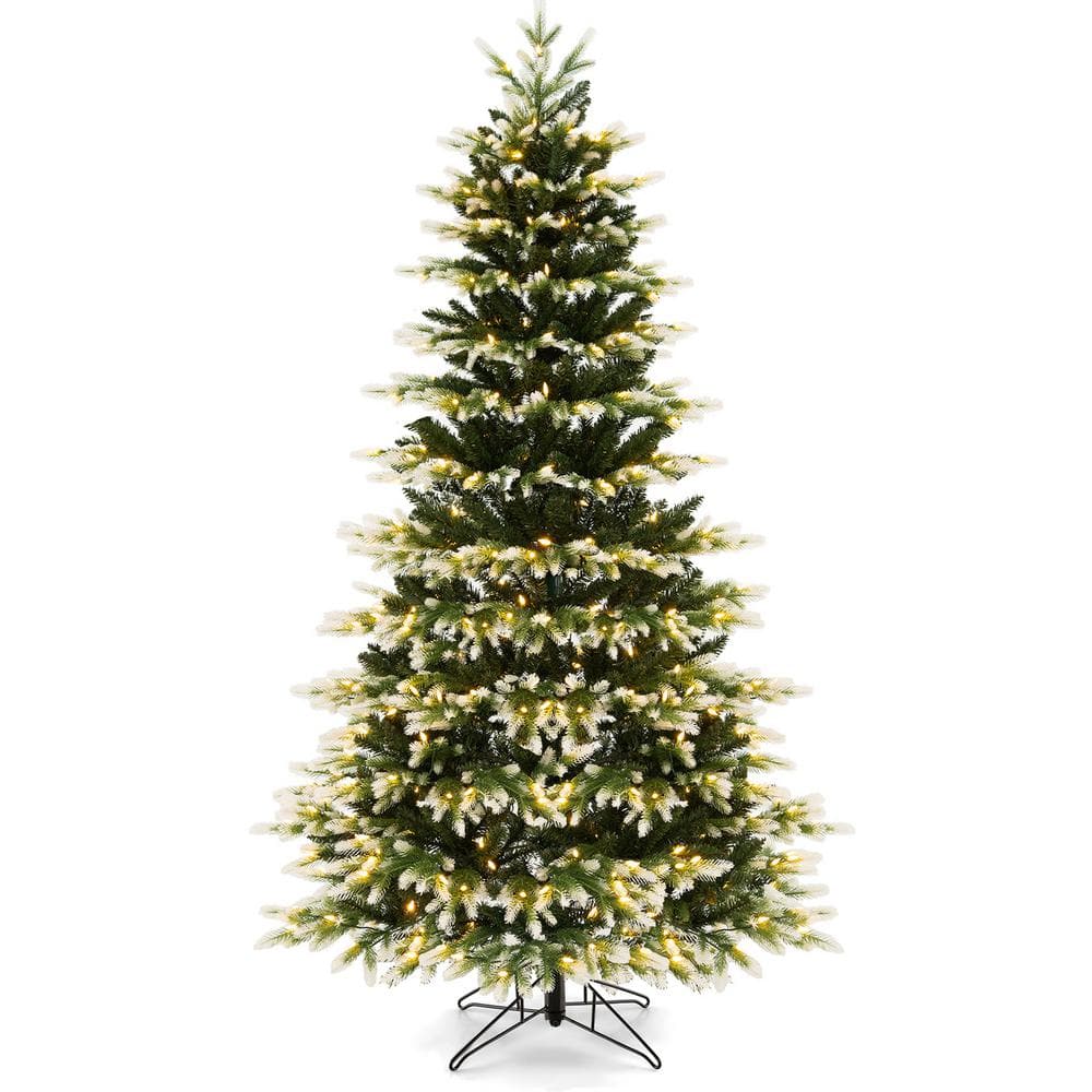 ANGELES HOME 8 ft. White Pre-Lit Hinged Artificial Christmas Tree with Remote  Control Lights 8CK23-CM513US - The Home Depot