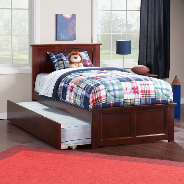 AFI Madison Walnut Twin Extra Long Bed with Matching Footboard and Twin Extra Long Trundle