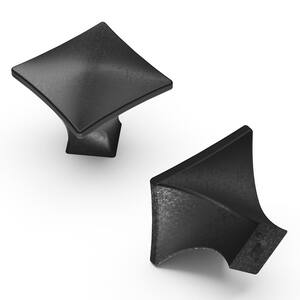 Twist Collection Knob 1-1/4 in. Square Distressed Black Iron Cabinet Knob (10-Pack)