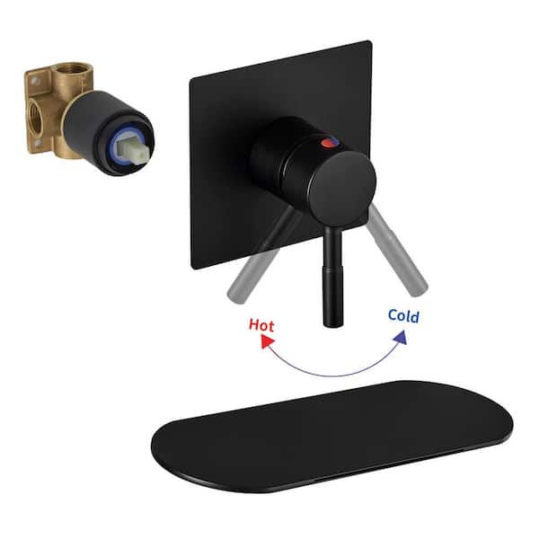 HOMEMYSTIQUE 1-Handle Wall Mount Roman Tub Faucet with Waterfall Spout in Matte Black