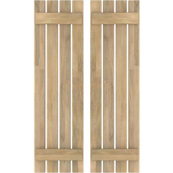 Ekena Millwork 15-1/2 in. W x 70 in. H Americraft 4 Board Exterior Real Wood Spaced Board and Batten Shutters Unfinished