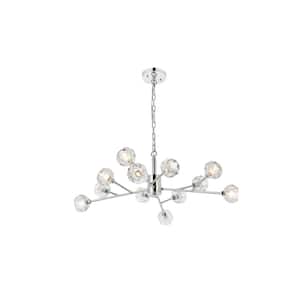Timeless Home 35 in. 12-Light Chrome And Clear Pendant Light