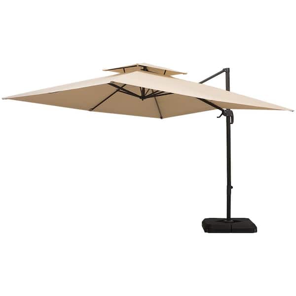 Outsunny 10 ft. Steel Cantilever Tilt Patio Umbrella in Latte with Water-Resistance