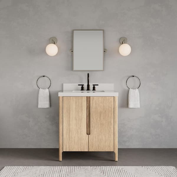 Sequoia 30 in. W x 22 in. D x 34.4 in. H Single Sink Bath Vanity in Casa Latte with White Quartz Top