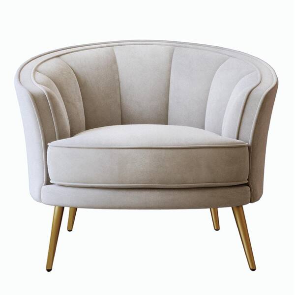 beige barrel accent chair