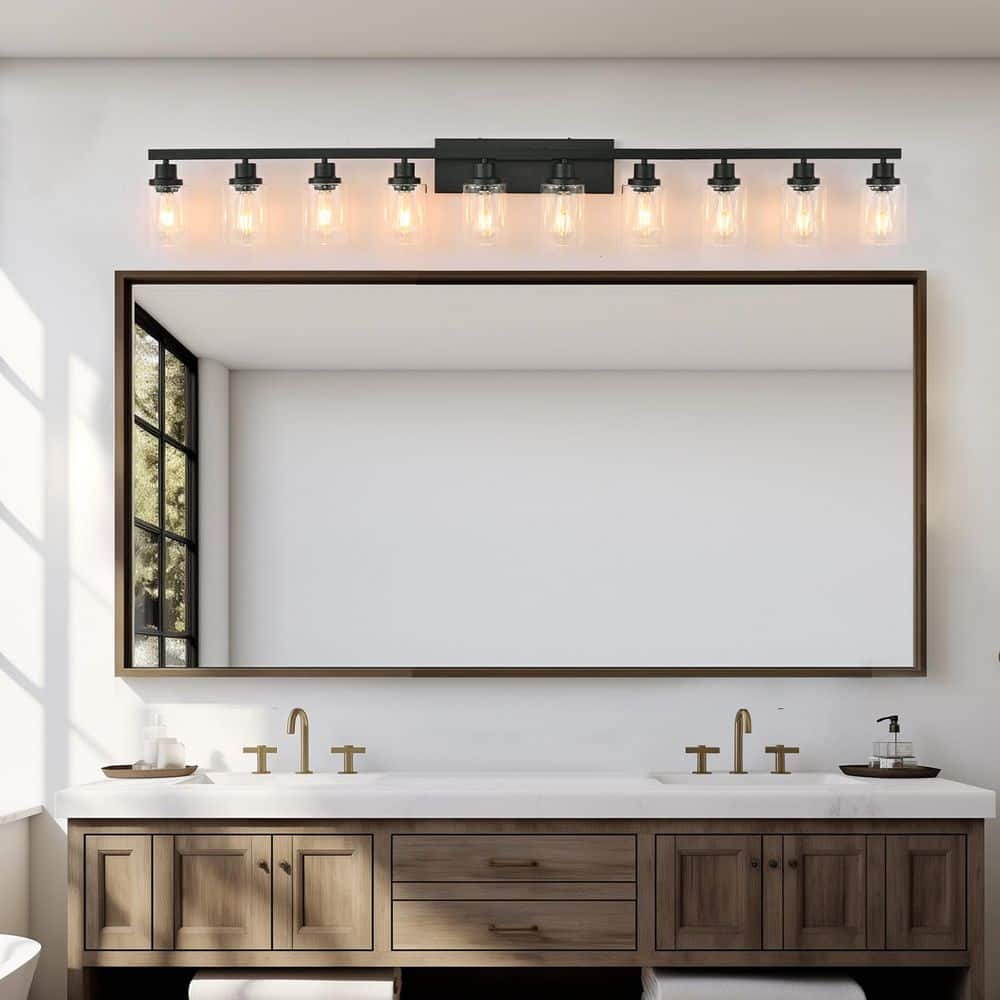 65.4 in. 10 Light Black Vanity Light With High-Quality Clear Glass Shades for Mirror Bedroom, Living Room price history on PriceWatchPro