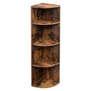 Reuleaux 11.8 in. W x 47 in. H x 11.8 in. D Distressed Brown Wooden 4-Tier Free Standing Corner Shelf
