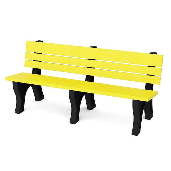Wildridge Heritage 6 ft. Lemon Yellow and Black HDPE Plastic Outdoor Park Bench