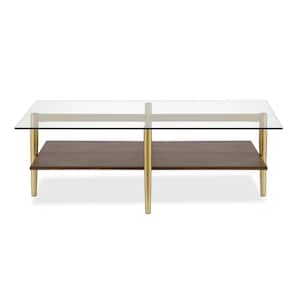 Mariana 47 in. Rectangle Gold Glass Coffee Table