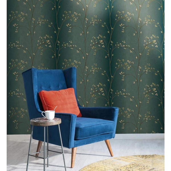Vertical Blossoms Paper Strippable Roll Wallpaper (Covers 56 sq. ft.)