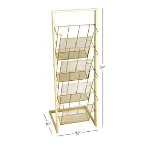 Gold Standing Magazine Holder with Tall Stand
