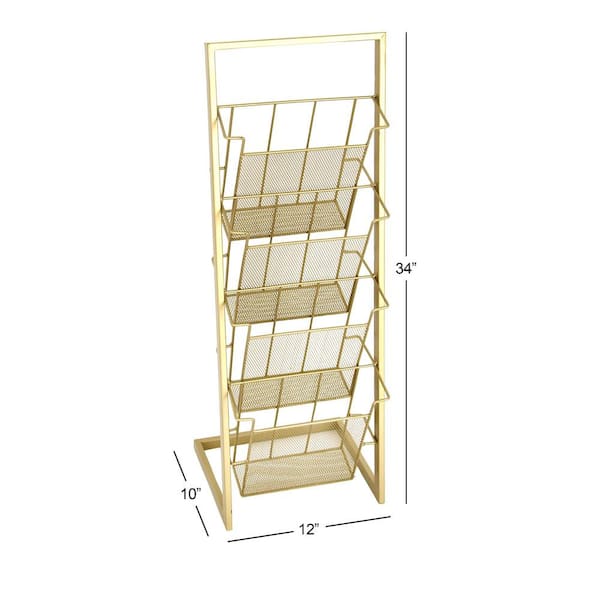 Gold Standing Magazine Holder with Tall Stand