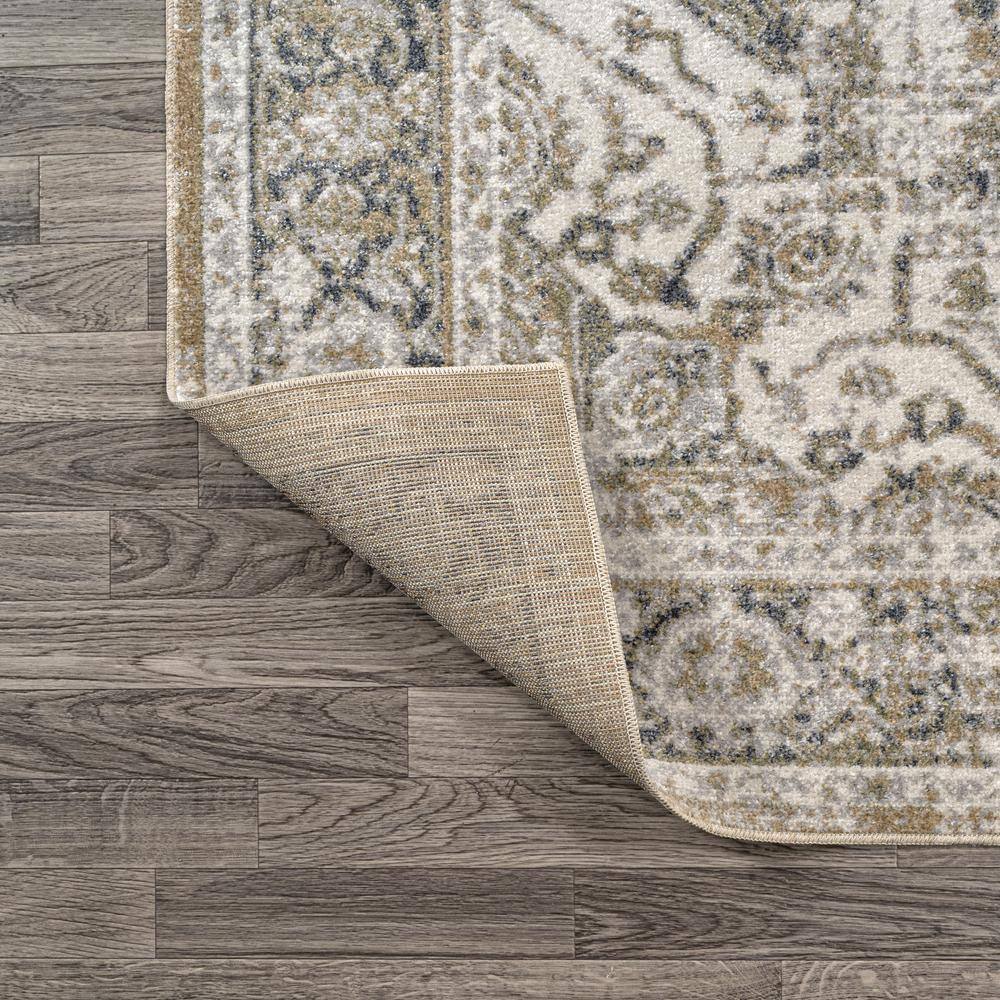 Keesha Bold Green and Cream Distressed Medallion Machine-Washable Area Rug, 8 x 10 ft.