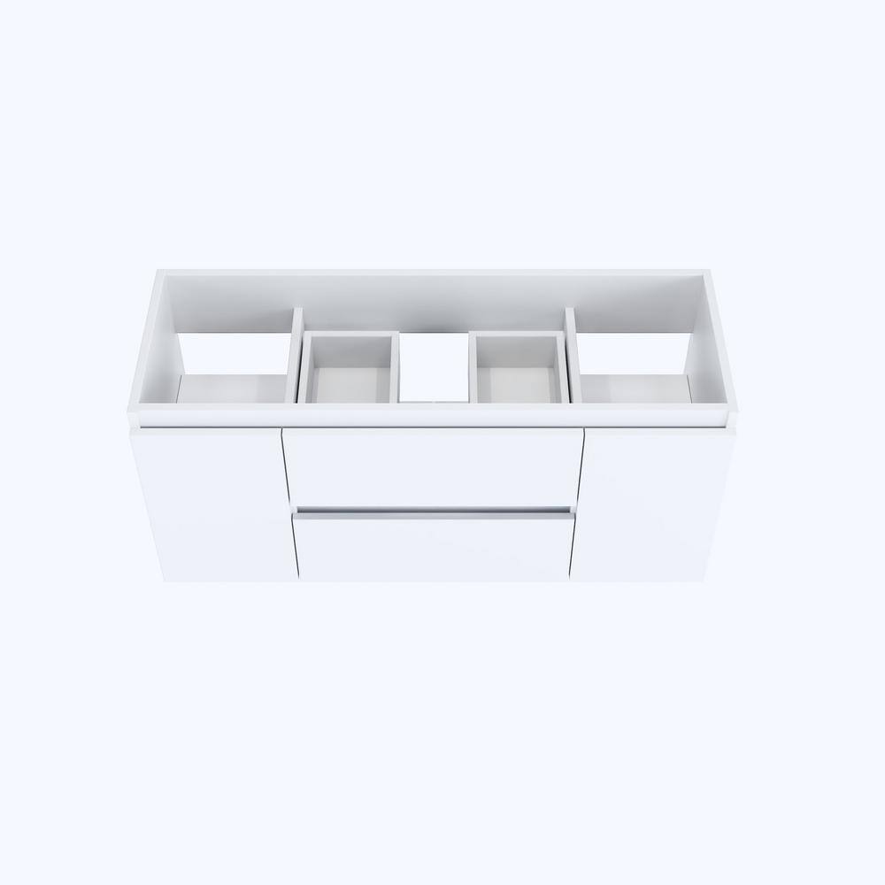 White 48" Wall-Mounted Floating Bathroom Vanity with Ceramic Top