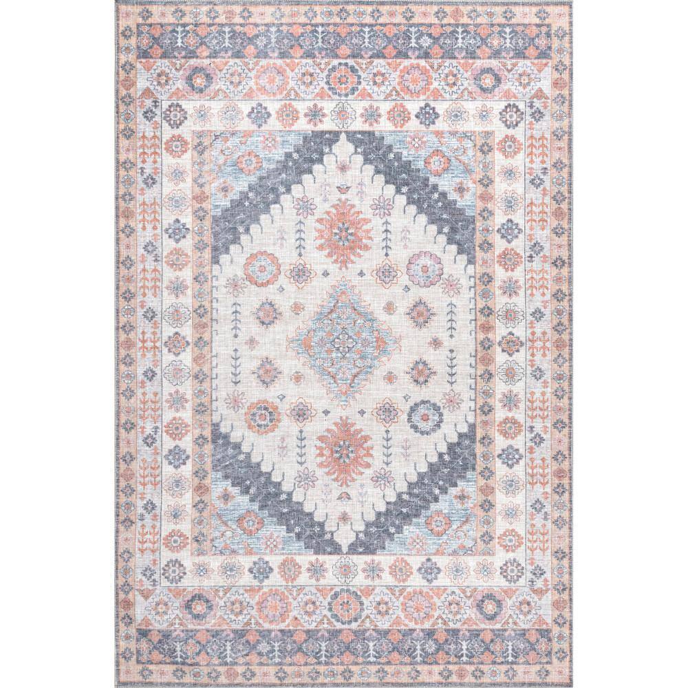 nuLOOM Verna Transitional Medallion Machine Washable Ivory 8 ft. x 10