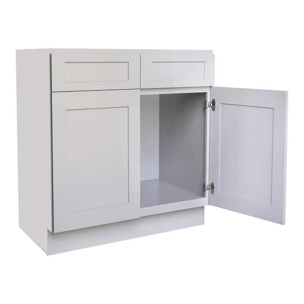 Plywell Ready to Assemble 42x34.5x24 in. Shaker Sink Base Cabinet with 2-Door and 2 Fake Drawer in Gray