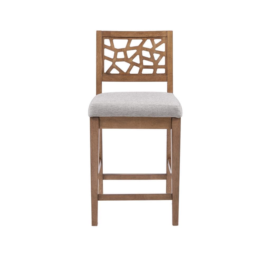 Caramel Oak Crackle Mosaic Counter Stool in Light Gray