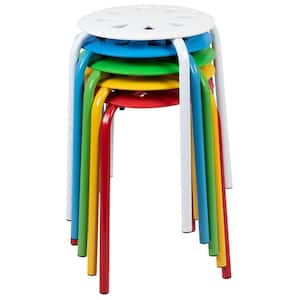 17.5 in. Height Assorted Colors Plastic Nesting Stack Stools (5-Pack)