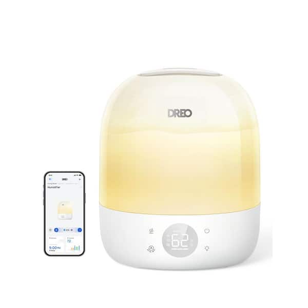 .8 Gal. Smart Tabletop Cool Mist Humidifier Ultrasonic Humidification, RGB Light for Bedroom and Plants in White
