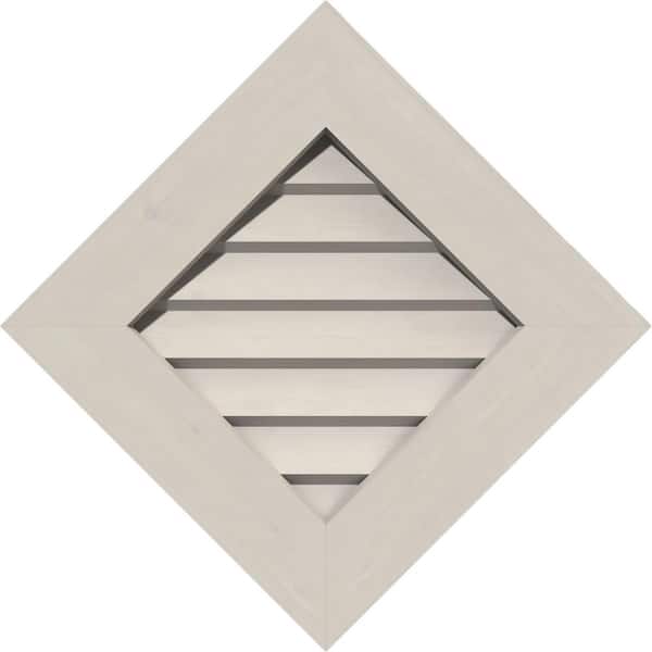 Ekena Millwork 22.375" x 22.375" Diamond Primed Smooth Pine Wood Paintable Gable Louver Vent Decorative