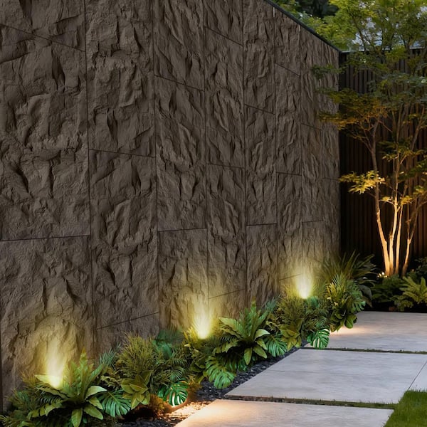 Carbon Black 3D Faux Rock Stone PU Wall Panels Lightweight Textured Wainscoting for Interior Accent Walls(6 PC)