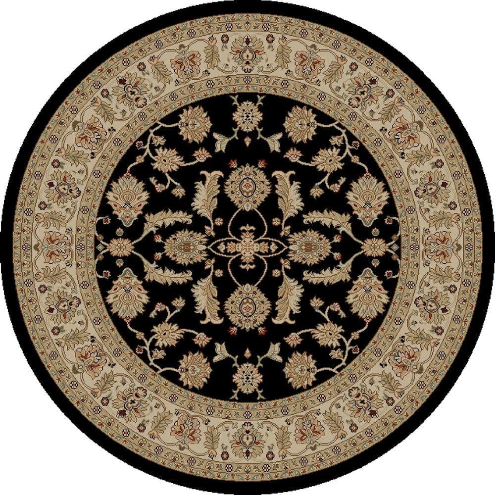 Concord Global Trading Jewel Antep Black 5 ft. Round Area Rug 44430 ...