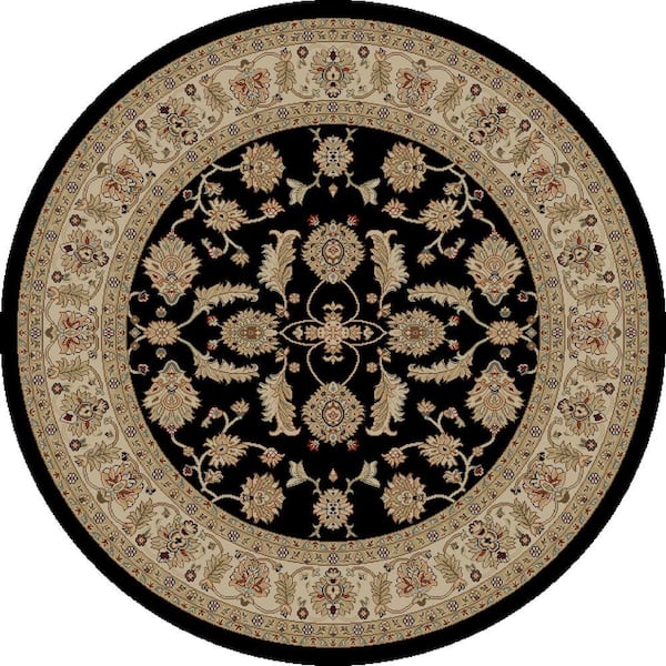 Concord Global Trading Jewel Antep Black 5 Ft. Round Area Rug 44430 