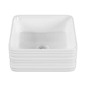 Adour 14 in. White Ceramic Square Vessel Sink