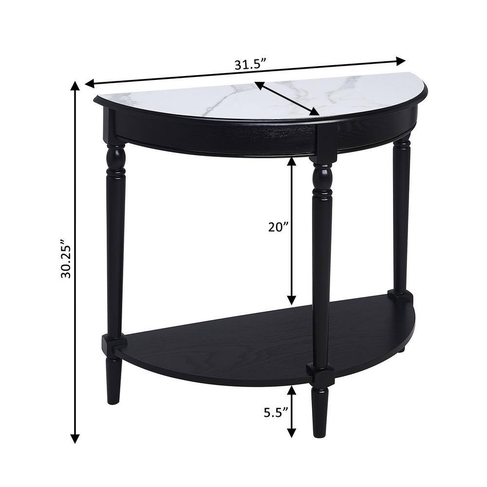 White Half-Round Wood and Metal Entryway Table