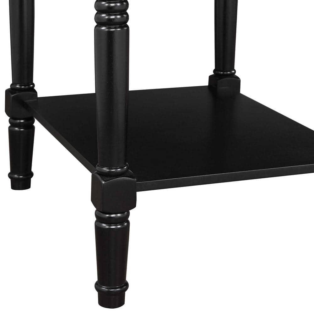 Black Wood End Table with Charging Station and Storage