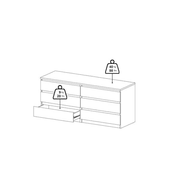 Tvilum Scottsdale Jackson Hickory 6-Drawer 60.55 in. Wide