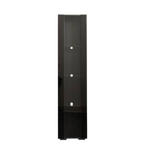 15.75 in. W Black 4-Shelves Display Accent Cabinet Floor-to-Ceiling Antique Bookcase with Aluminum Strip Light