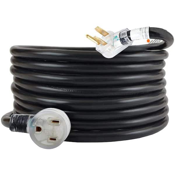 25FT 8 Gauge / 3 Conductors 220V 50AMP Black STW Cord NEMA 6-50 Welding Machine Cord with Lighted End