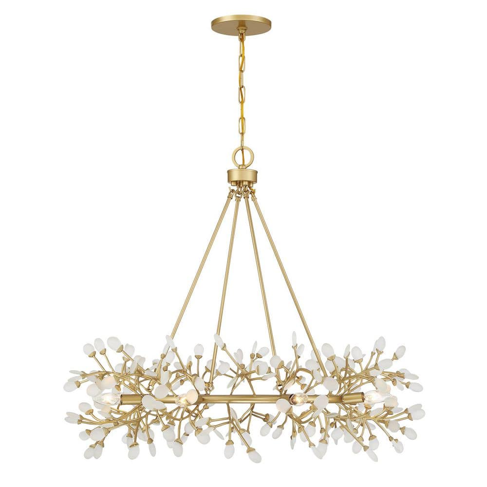 Breegan Jane by  Once 8-Light Spun Gold Coastal Glam Chandelier with Frosted Sea Glass Buds price history on PriceWatchPro