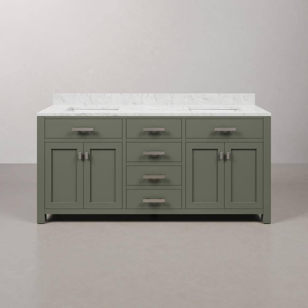 Madison 72" Glacial Green Double Sink Vanity with Marble Top