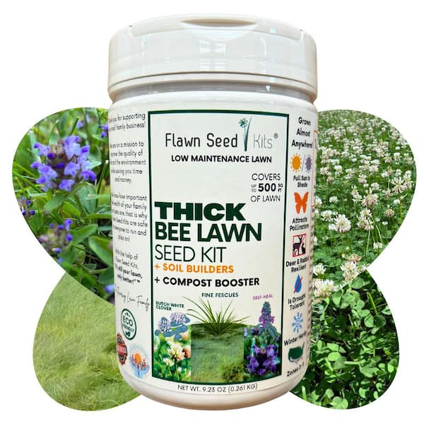Flawn Seed Kits Thick Bee Lawn Flower Seed, Easy Spread Shaker, Low Mnt, Pet, Kid, Eco-Friendly, Regenerative, Covers Up to 500 Sq. ft.