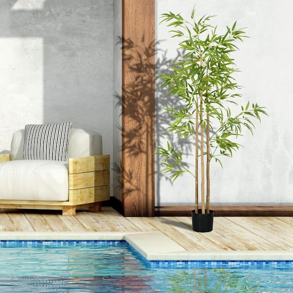 Modern Classic 6 ft. Green Artificial Bamboo Tree in Pot for Home