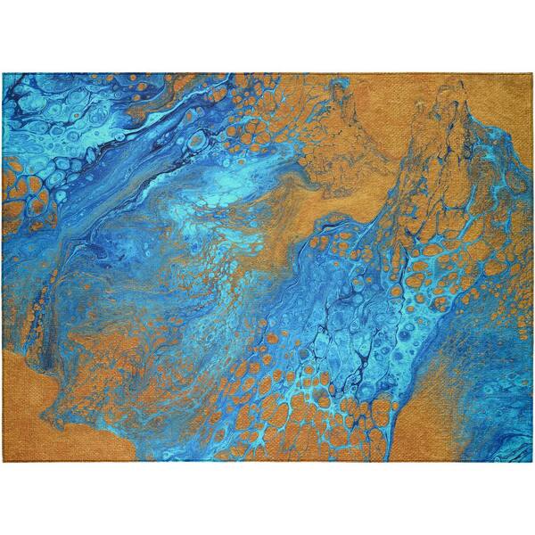 Addison Rugs Karina Blue 1 ft. 8 in. x 2 ft. 6 in. Geometric Indoor