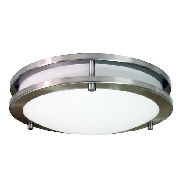 HomeSelects Saturn 3-Light Brushed Nickel Flush Mount