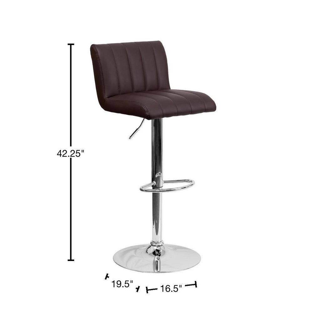 Elegant Brown Vinyl Adjustable Swivel Barstool with Chrome Base