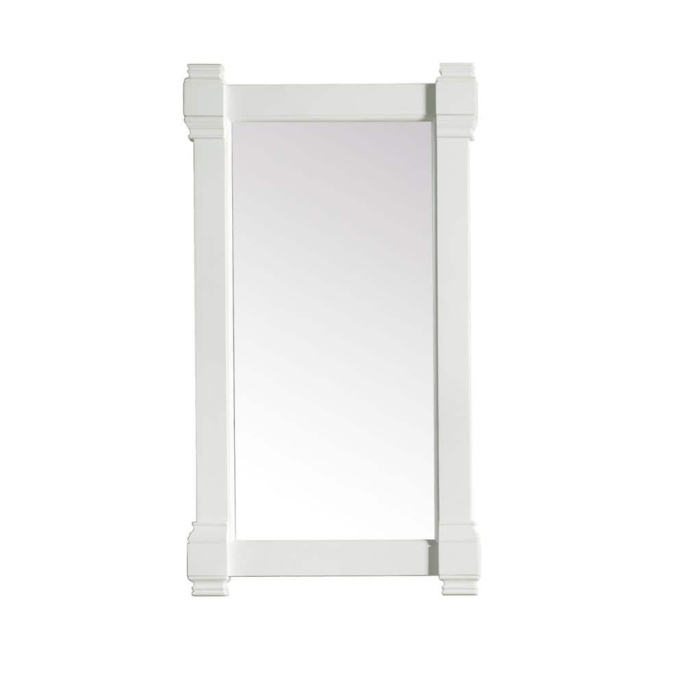 Elegant Antique-Style Rectangular Wood Mirror in Bright White